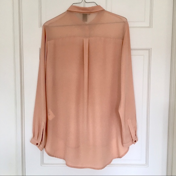 Blush Pink Button Down Shirt w Copper Buttons - Picture 6 of 9